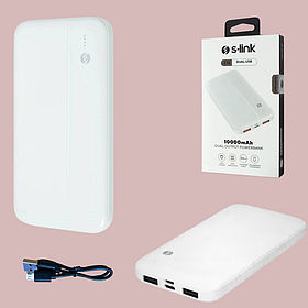 Зовнішній акумулятор з дисплеєм Power Bank S-link 10000 mAh Повербанк Білий