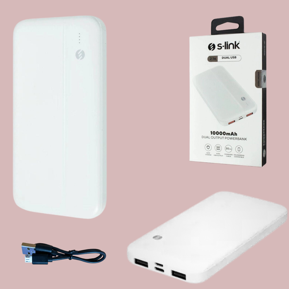 Зовнішній акумулятор з дисплеєм Power Bank S-link 10000 mAh Повербанк Білий, фото 1