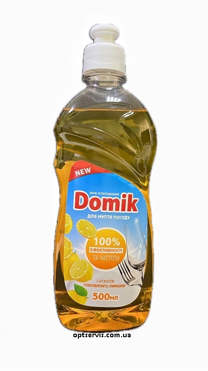 Гелеподібний засіб для миття посуду Domik Лимон 500 мл, фото 1