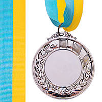 Заготовка медали с лентой Zelart HIT C-4870 цвет серебряный sm
