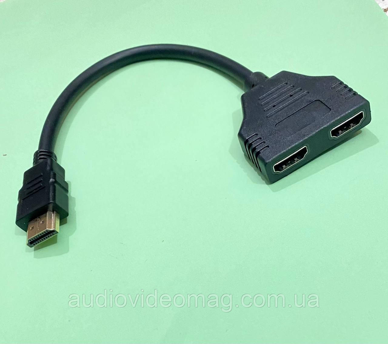 Адаптер-перехідник, розгалужувач HDMI, штекер на 2 гнізда, фото 1