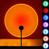 Светодиодная Лампа Закат LED Sunset Lamp RGB проекционный светильник-торшер 7 цветов от USB