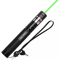 Лазерная указка Laser YL-303 Green. Мощный Акумуляторный лазер с насадками