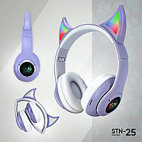 Беспроводные Аниме наушники с кошачьими Ушками Bluetooth Cat Ear STN-25 с микрофоном LED RGB подсветка
