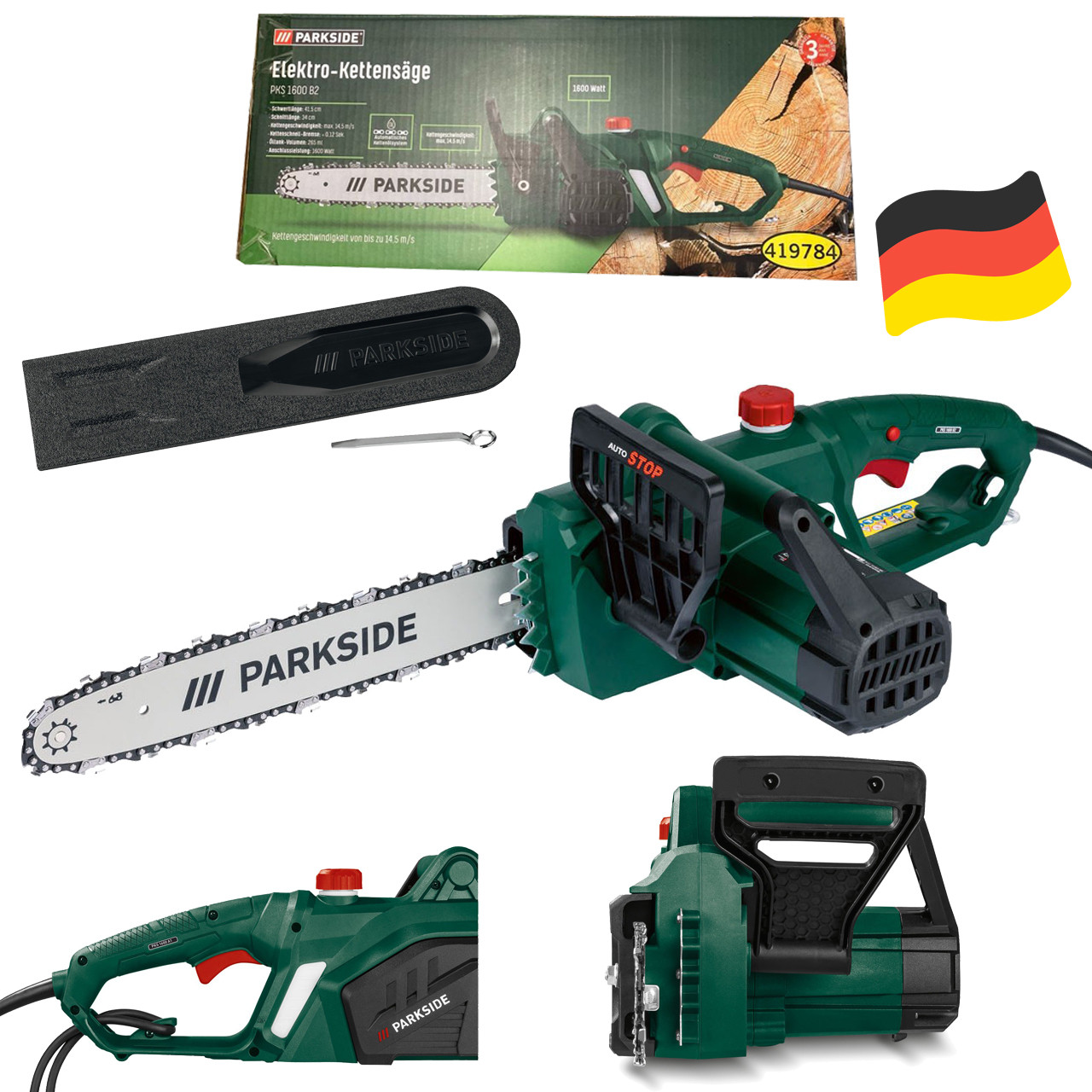Електропила ланцюгова Parkside PKS 1600 B2 (1600 Вт, 42 см, Німеччина), фото 1
