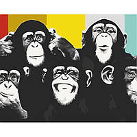 Картина за номерами без підрамника "Веселі шимпанзе" Art Craft 11510-ACNF 40х50 см tn