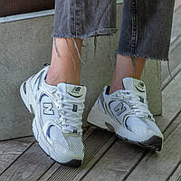 Мужские кроссовки New Balance 530 white silver navy metallic abzorb Нью Беленс белые серые с синим на весну