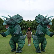 Надувний костюм динозавра (Трицератопса) RESTEQ, Triceratops косплей, костюм динозавра Triceratops. Трицератопс надувний зелений