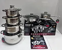 Набор посуды на 12 предметов Banoo BN5001 из нержавеющей стали. Многослойное дно.
