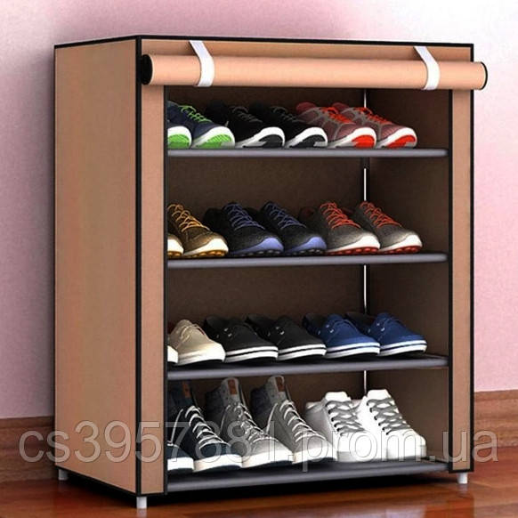 Портативный складной Тканевый шкаф для обуви Supretto 60х30х73 см Коричневый - фото 1 - id-p2199898345