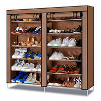 Портативный складной тканевый шкаф HCX для обуви, вешей и одежды на 2 секции T2712 Bige 118х30х110 см