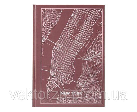 Книга записна  AXENT A4 Maps New York 96л. клітка рожево-коричневий 8422-543