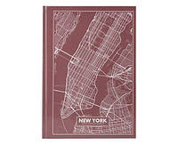 Книга записная А4 96л Axent Maps New York клетка розово-коричн. 8422-543