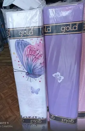 Тканина для постільної білизни Бязь "Gold" Lux GL1919 (A+B) - (50м+50м) фіолетові метелики з компанією, фото 3