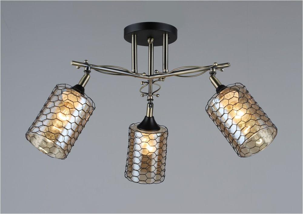 Люстра потолочная на три поворотных плафона бронзовая D650*H260 E27