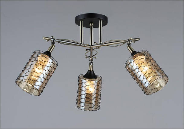 Люстра потолочная на три поворотных плафона бронзовая D650*H260 E27, фото 1