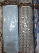 Постільні тканини компаньйони 220 см сіра та блакитна набивна Бязь Gold Lux з принтом дрібні ромби (A+B рулони 50 м+50 м) Пакистан, фото 3