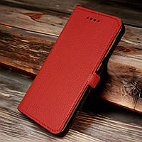 Кожаный чехол книжка з хлястиком для телефона Motorola Moto G62 5G от Jk-case, красный