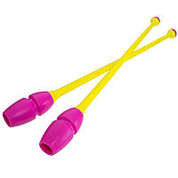 Булавы для художественной гимнастики Zelart C-0964 цвет желтый-розовый sm