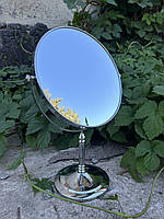 Хромоване настільне дзеркало д20см на дві сторони зі збільшенням