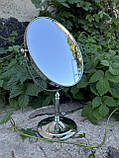 Хромоване настільне дзеркало д20см на дві сторони зі збільшенням, фото 2
