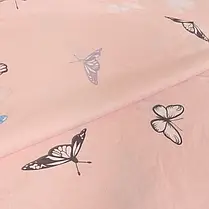 Тканина для постільної білизни Бязь "Gold" Lux GL3587pink (50м) метелики на персиковому, фото 5