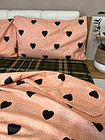 Комплект постельного белья с сердцами, Бязь Голд, Полуторный 150x220
