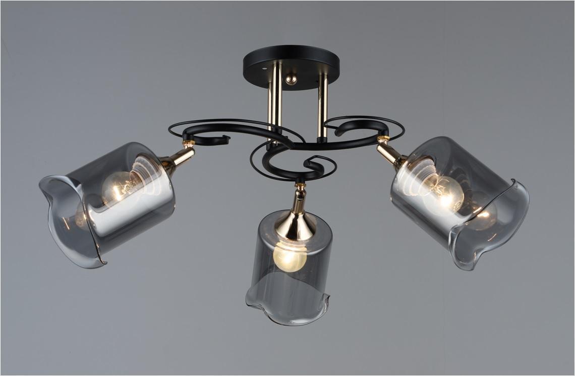 Черная потолочная люстра на три поворотных плафона D600*H270 E27