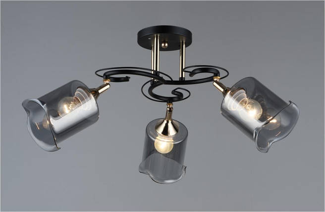 Черная потолочная люстра на три поворотных плафона D600*H270 E27, фото 1
