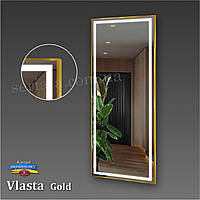 Зеркало настенное VLASTA GOLD в алюминиевой раме, с подсветкой LED 1200х600 мм