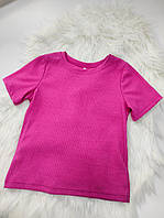 Весняна рожева футболка рубчик для дівчинки 146 см