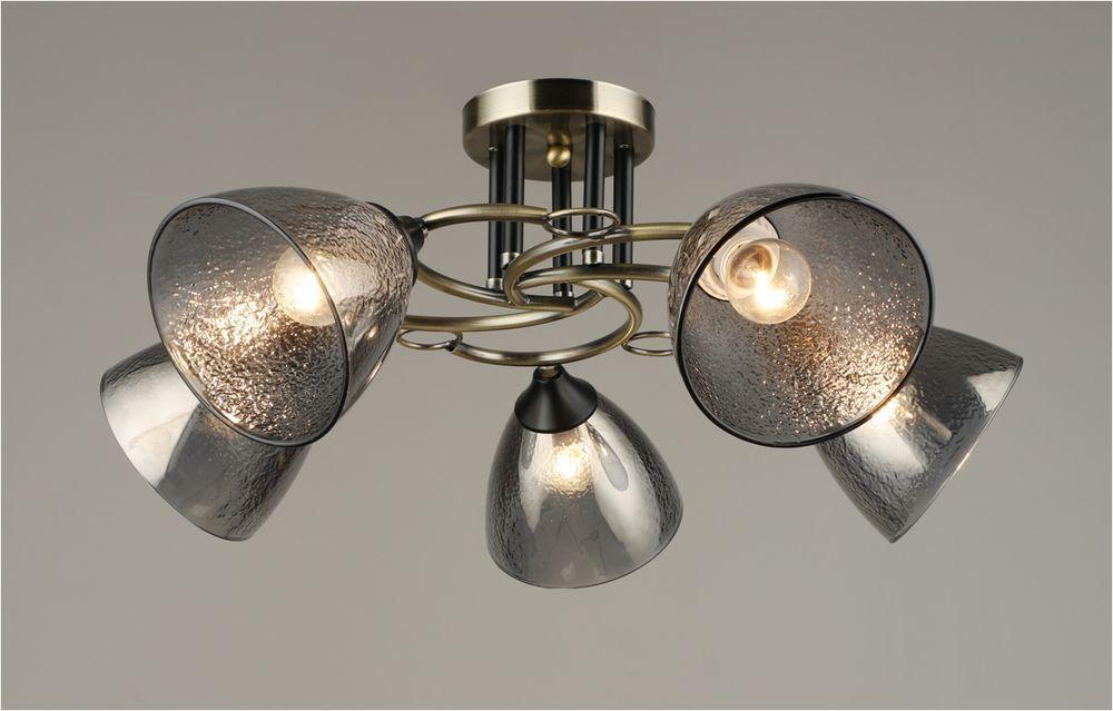 Бронзовая потолочная люстра на пять плафонов  D600*H260 E27