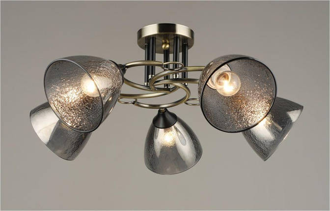 Бронзовая потолочная люстра на пять плафонов D600*H260 E27, фото 1