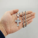 Товста срібна цепочка з хрестиком. Чоловічий ланцюг якір та кулон хрестик срібло 925. 55 см, фото 3