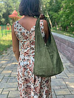 Замшевая сумка-шоппер Monica, Италия, цвет хаки