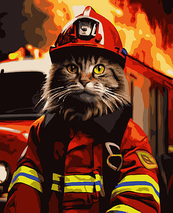 Картина по номерам "Котик пожежник", фото 2