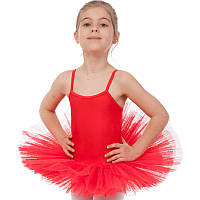 Купальник спортивный для танцев с юбкой-пачкой детский Zelart CO-9027 размер xs, рост 100-110 цвет красный sm