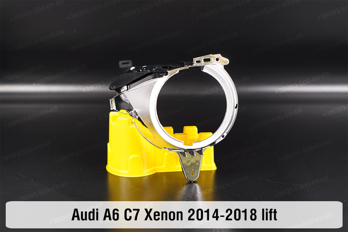 Хромована маска лінзи Audi A6 C7 Xenon (2014-2018) рест права, фото 1