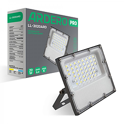 Світлодіодний прожектор 20Вт Ardero LL-3020 ARD PRO 20W LED 2400Lm 6500K 100-277V 100х90х26мм IP65 сірий