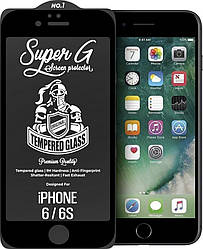 Захисне скло Super G iPhone 6 / 6S Black (Айфон 6 6С)