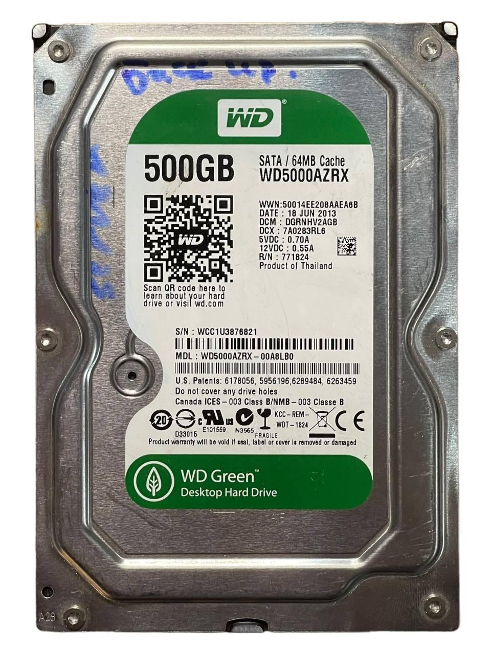 Жорсткий диск 3.5" 500GB Western Digital Green | WD5000AZRX | 7200 об/мин | 64MB Cache | SATA III