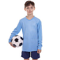 Форма футбольная детская с длинным рукавом Zelart CO-1908B-1 размер 24, рост 130-135 цвет голубой-синий sm