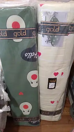 Постільні тканини компаньйони 220 см з принтом авокадо, бавовняна Бязь Gold Lux зелена та кремова (A+B) — (50 м+50 м) Пакистан, фото 3