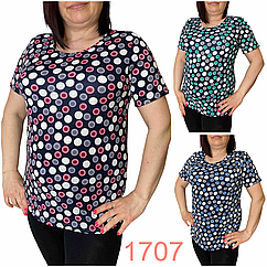 Жіноча котонова футболка НОРМА (р-ри: 48-56) 1707 (в уп. різні забарвлення) вир-во Китай.