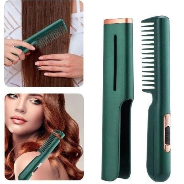 Гребінець для випрямлення волосся електричний з USB-портом Hair Comb Зелений, фото 1