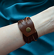 Браслет жіночий плетенний регульований з натуральної шкіри застібається на кнопку, фото 7