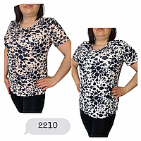 Женская котоновая футболка НОРМА (р-ры: 48-56) 2210 (в уп. разные расцветки) пр-во Китай.