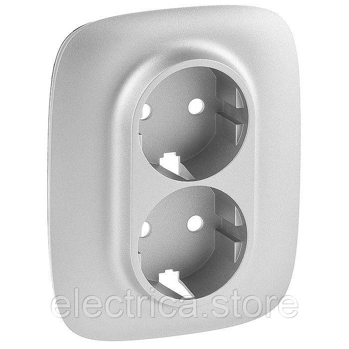 Накладка подвійної розетки с заземленням Valena ALLURE алюміній 754957, фото 1