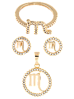 Набор Xuping Позолота 18K Серьги Кулон Кольцо "Знак Зодиака Скорпион" ø 9мм и 14мм; р.16,17,18