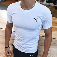 Белая мужская футболка удобная базовая стильная модная однотонная повседневная фирменная брендовая